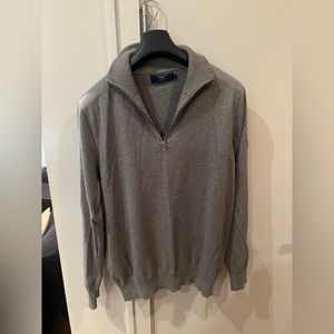 J. Crew cashmere quarter zip sweater L perfect condition gray